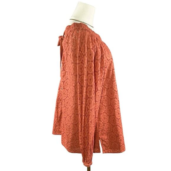 Roller Rabbit Glyn Eyelet Long Sleeve Cotton Blouse Boho Peasant Cottagecore | M - Picture 5 of 13